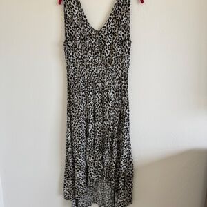 Faux Wrap Animal Print Sleeveless Midi Dress